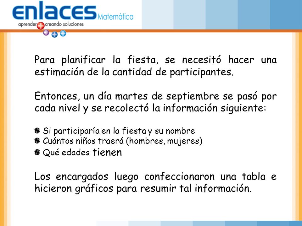 Para planificar la fiesta, se necesitó hacer una estimación de la cantidad de participantes.