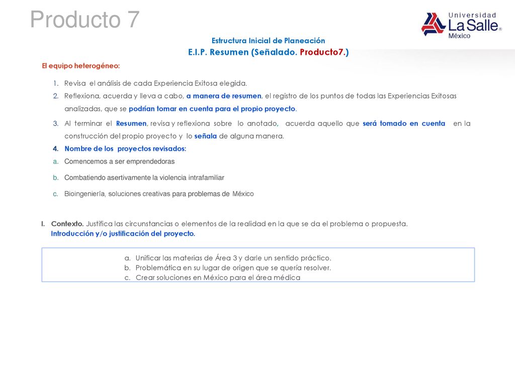 Producto 7 E.I.P. Resumen (Señalado. Producto7.)