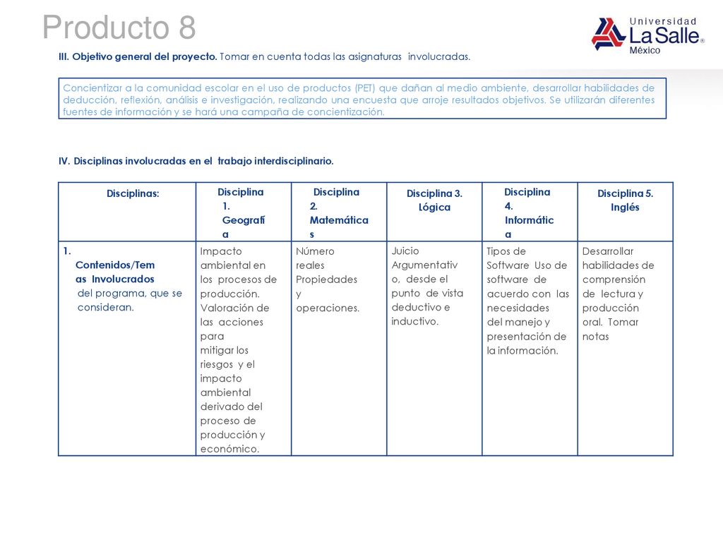 Producto 8 Disciplinas: Disciplina 1. Geografí a