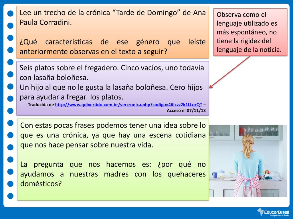 Lee un trecho de la crónica Tarde de Domingo de Ana Paula Corradini.