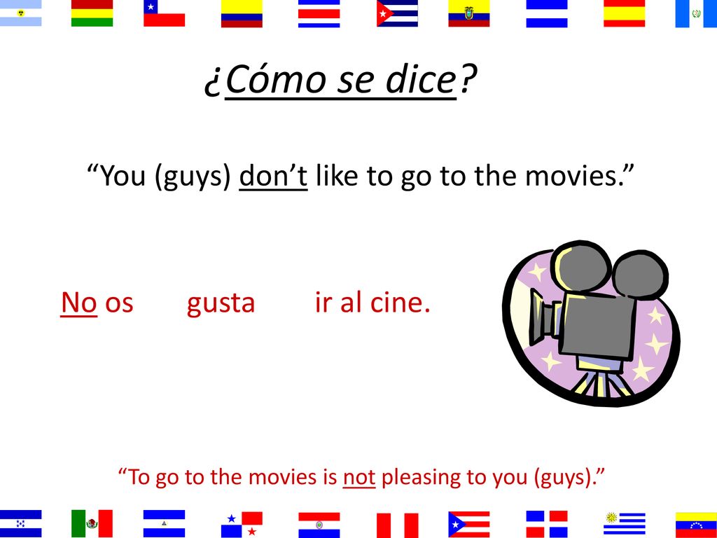 ¿Cómo se dice You (guys) don’t like to go to the movies. No os