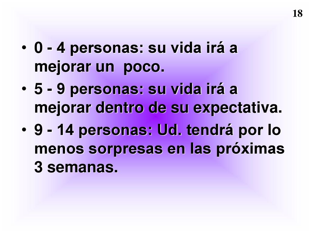 0 - 4 personas: su vida irá a mejorar un poco.