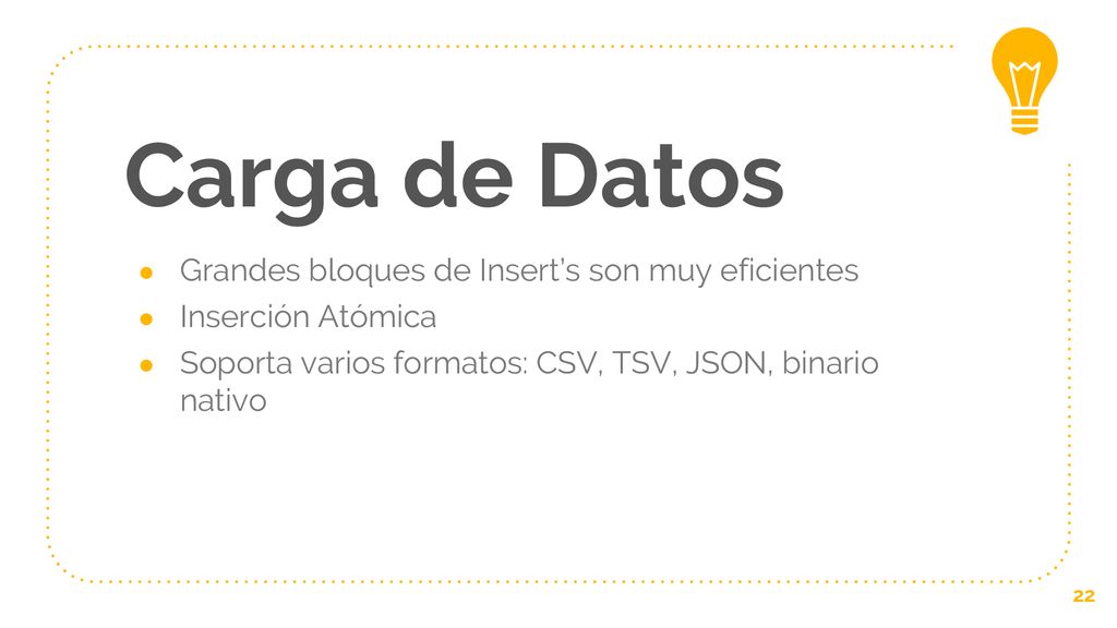 Carga de Datos Grandes bloques de Insert’s son muy eficientes
