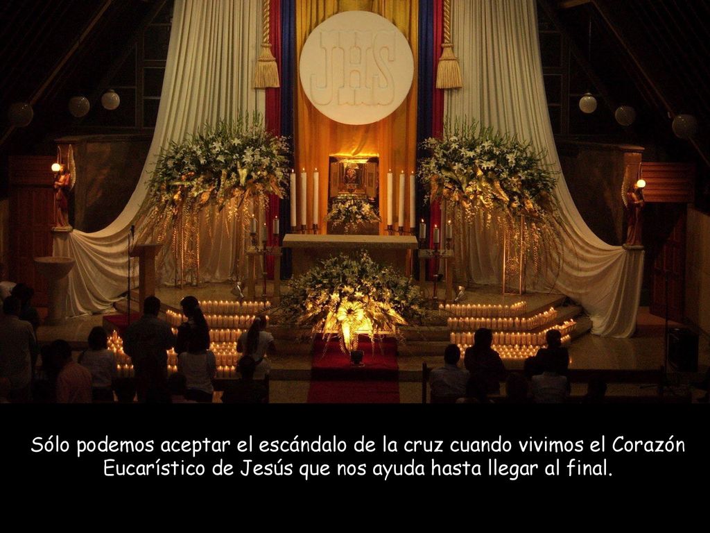 Sólo podemos aceptar el escándalo de la cruz cuando vivimos el Corazón Eucarístico de Jesús que nos ayuda hasta llegar al final.