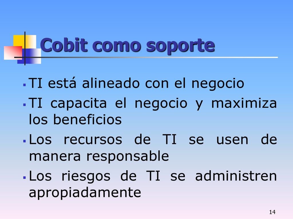 Cobit como soporte TI está alineado con el negocio
