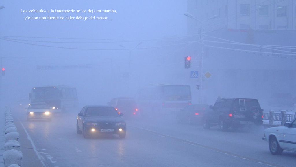 Los vehículos a la intemperie se los deja en marcha, y/o con una fuente de calor debajo del motor….