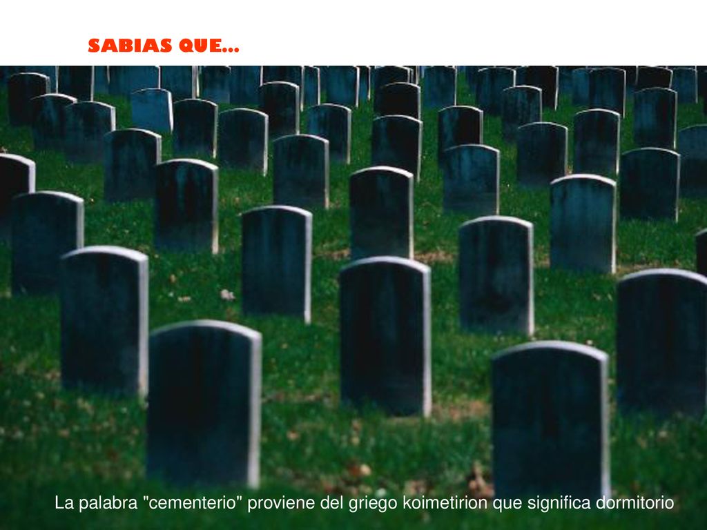 La palabra cementerio proviene del griego koimetirion que significa dormitorio