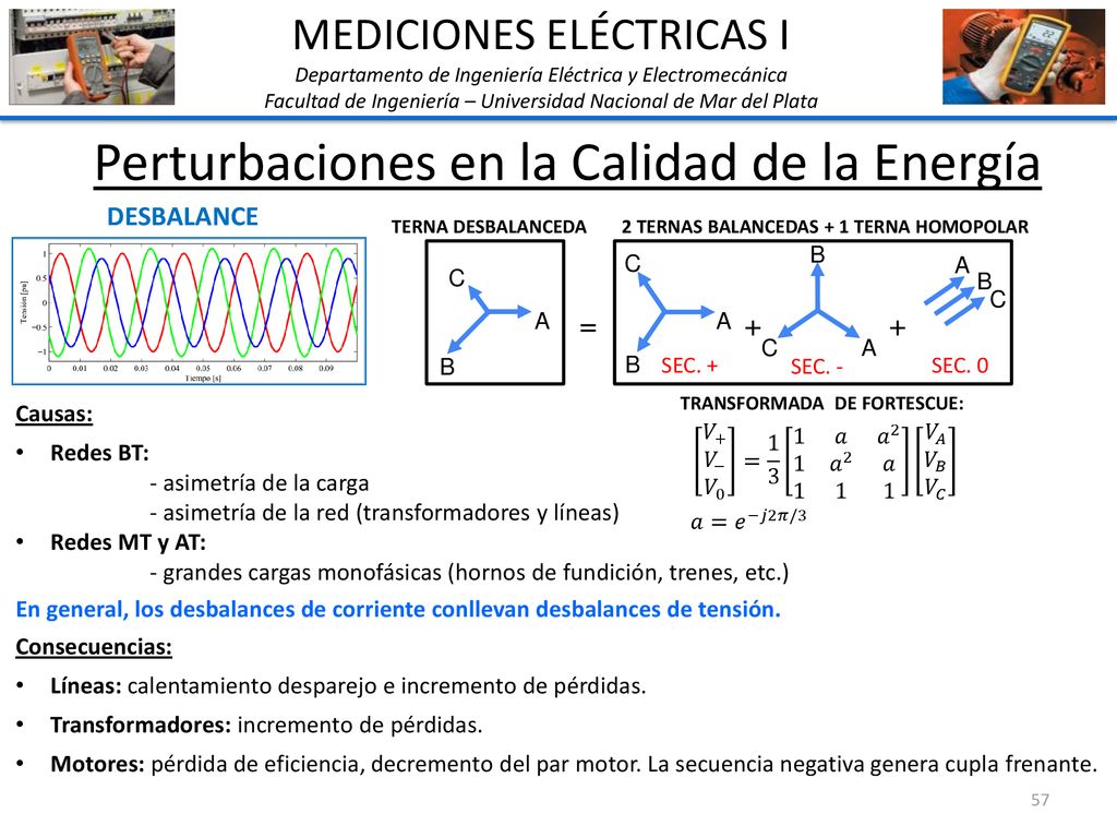 2 TERNAS BALANCEDAS + 1 TERNA HOMOPOLAR TRANSFORMADA DE FORTESCUE: