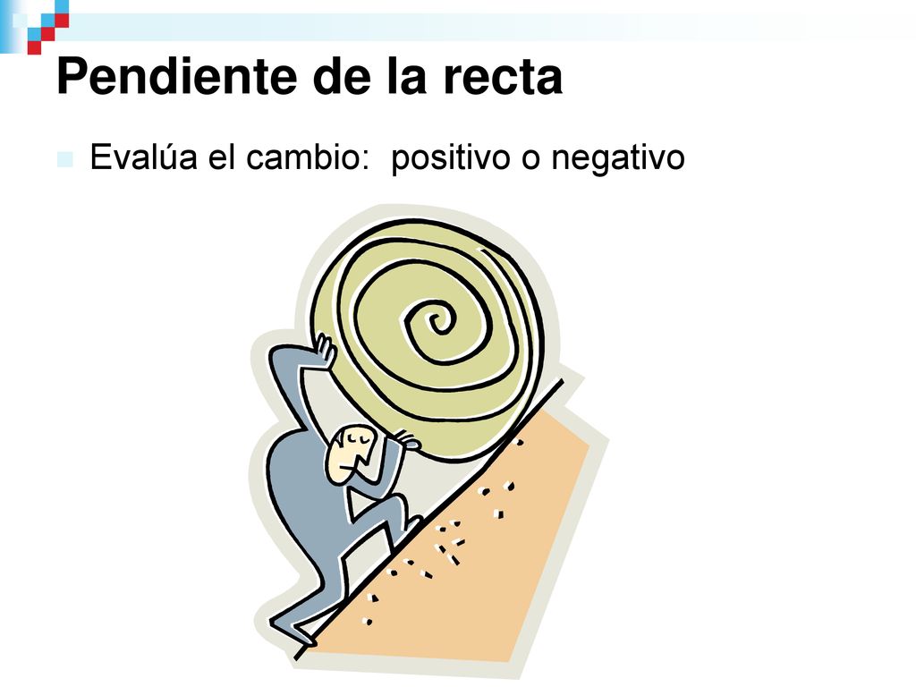 Pendiente de la recta Evalúa el cambio: positivo o negativo