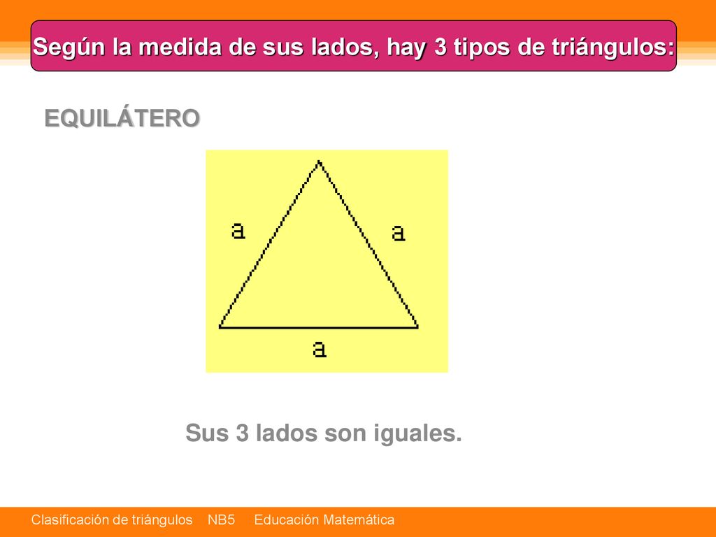 Según la medida de sus lados, hay 3 tipos de triángulos: