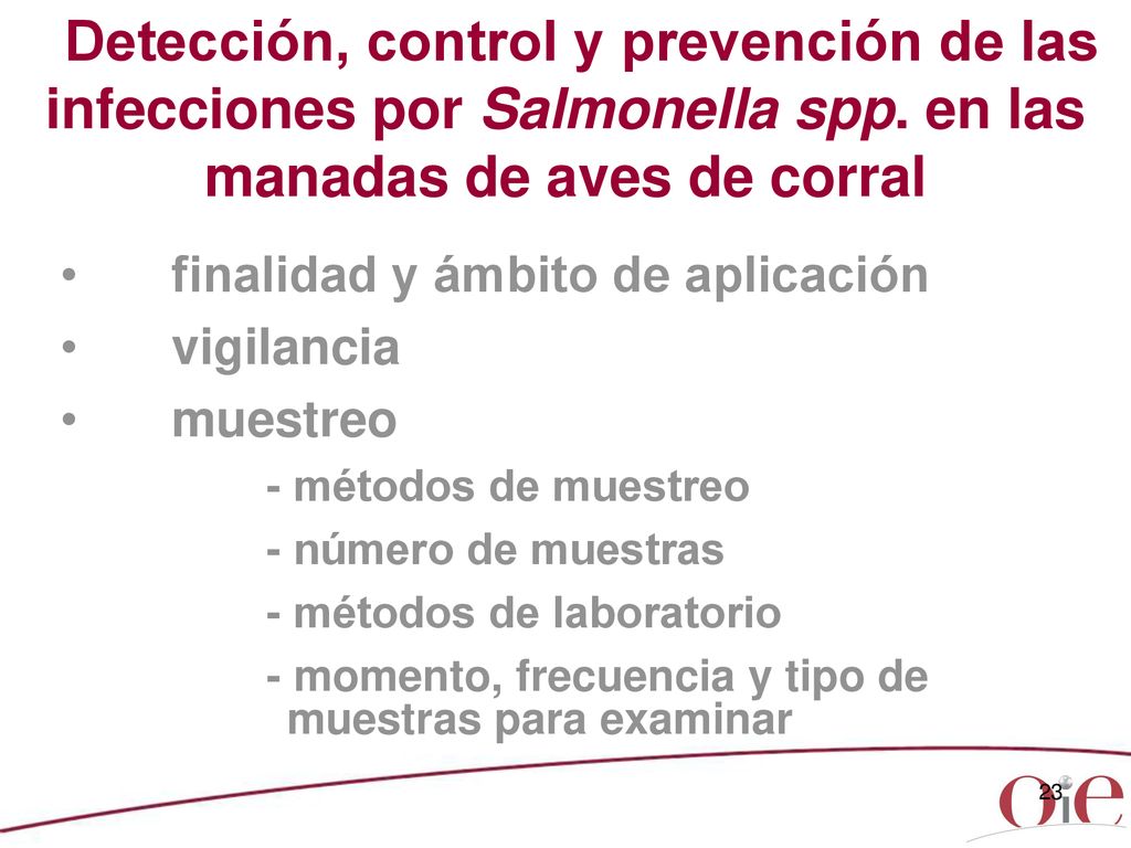Detección, control y prevención de las infecciones por Salmonella spp