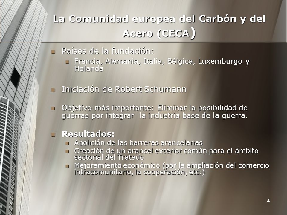 La Comunidad europea del Carbón y del Acero (CECA)