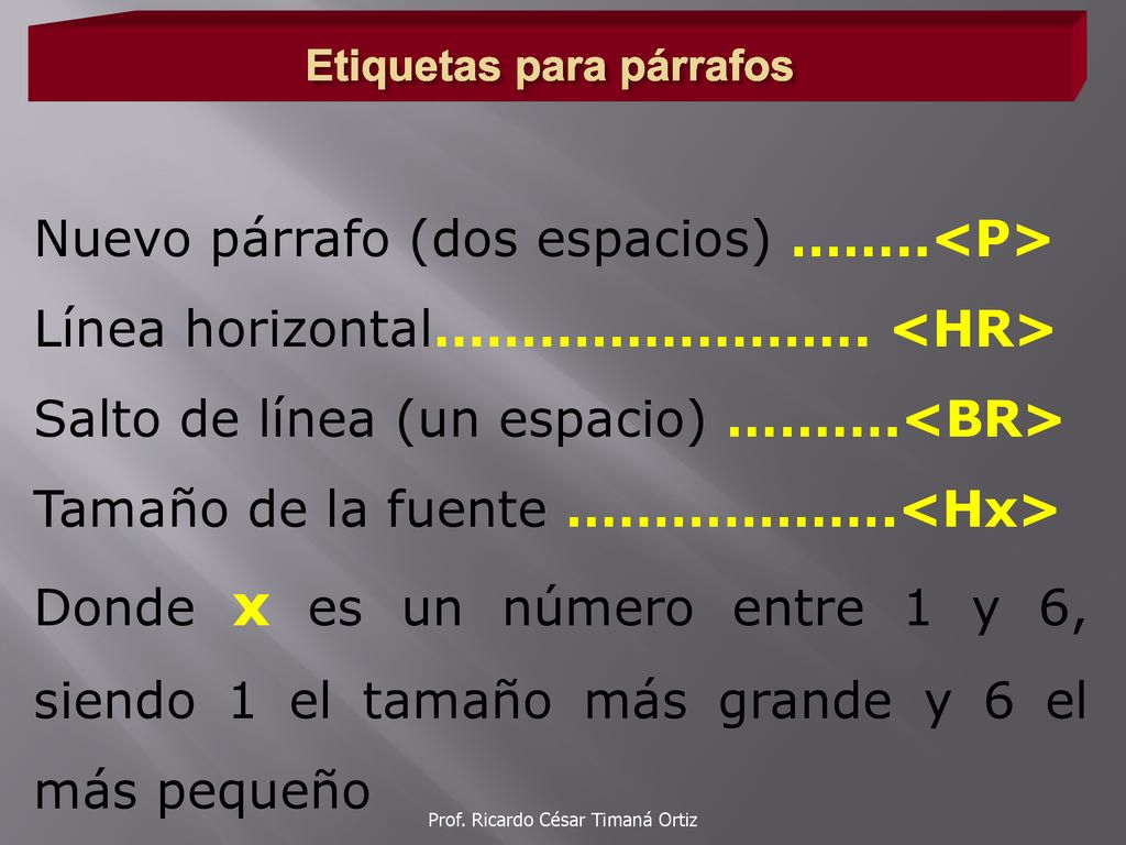 Etiquetas para párrafos