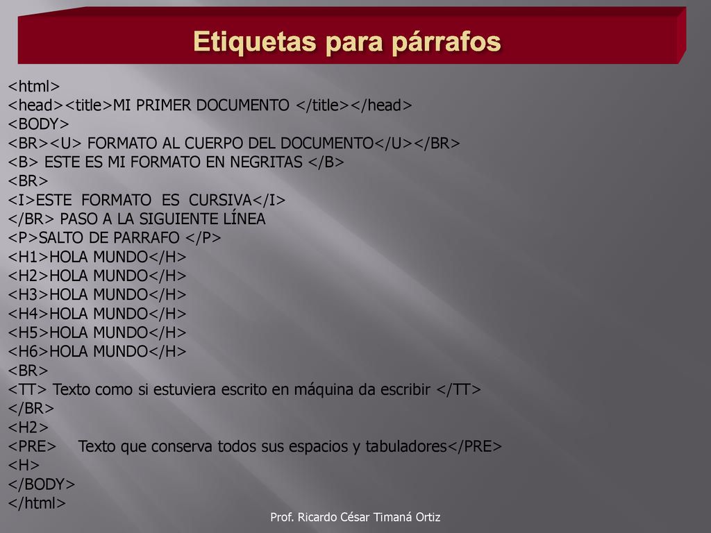 Etiquetas para párrafos