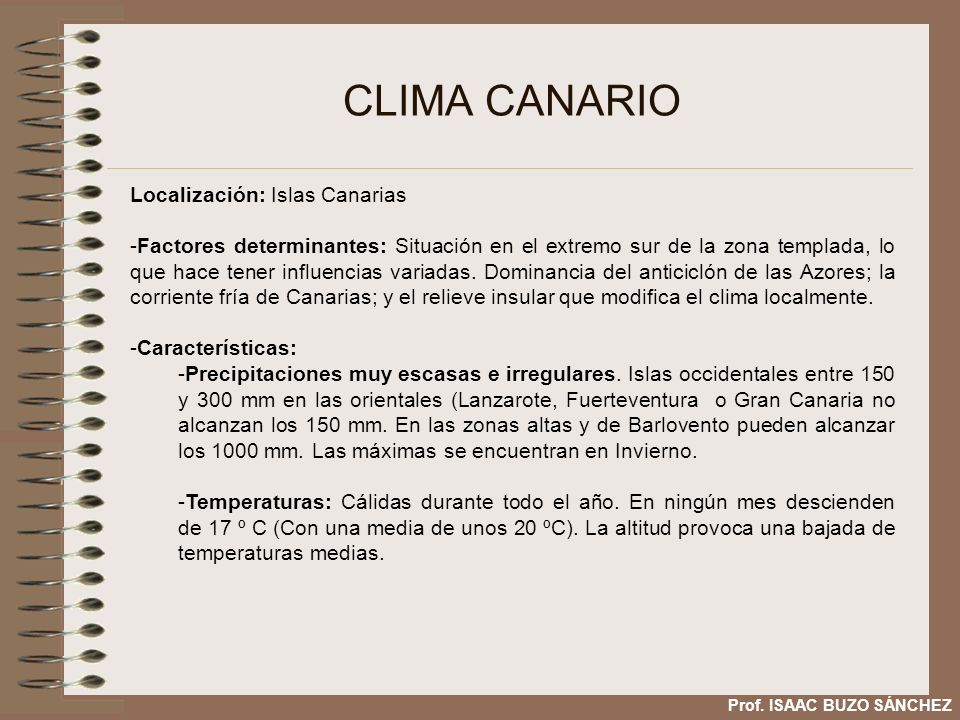 CLIMA CANARIO Localización: Islas Canarias