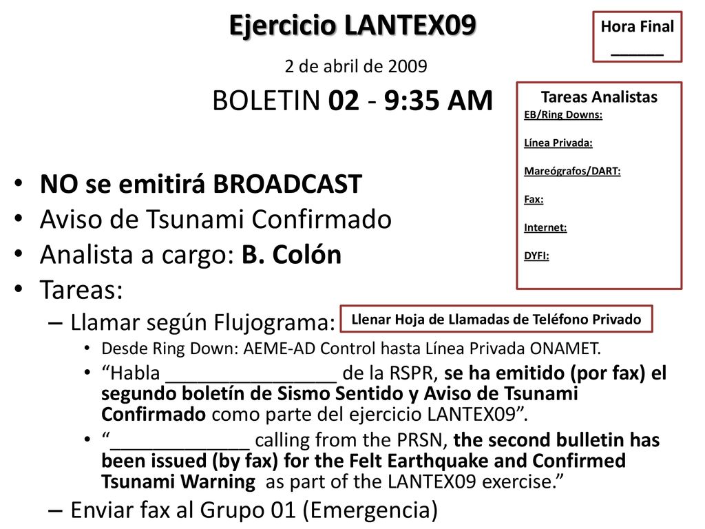 Ejercicio LANTEX09 2 de abril de 2009 BOLETIN :35 AM