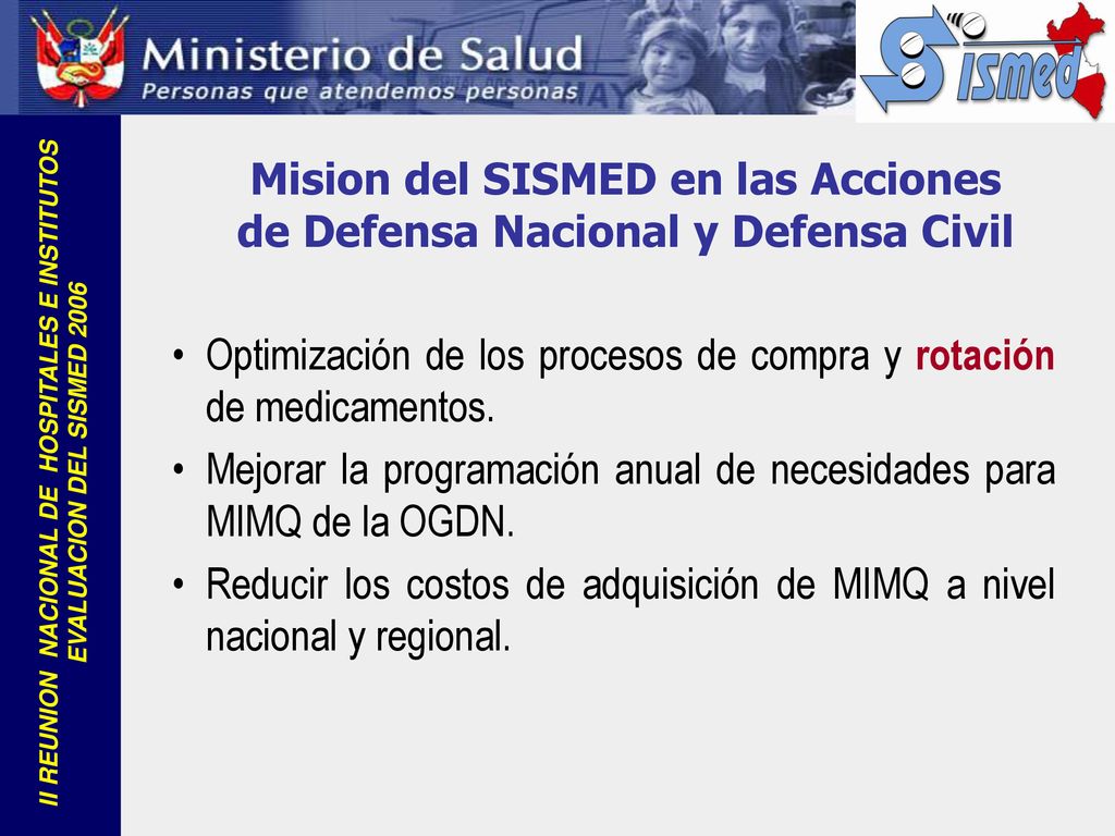 Mision del SISMED en las Acciones de Defensa Nacional y Defensa Civil