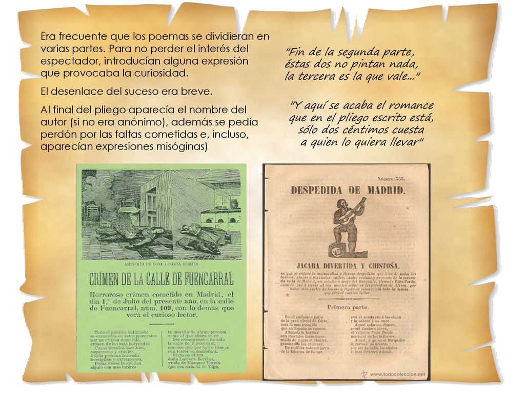 Era frecuente que los poemas se dividieran en varias partes