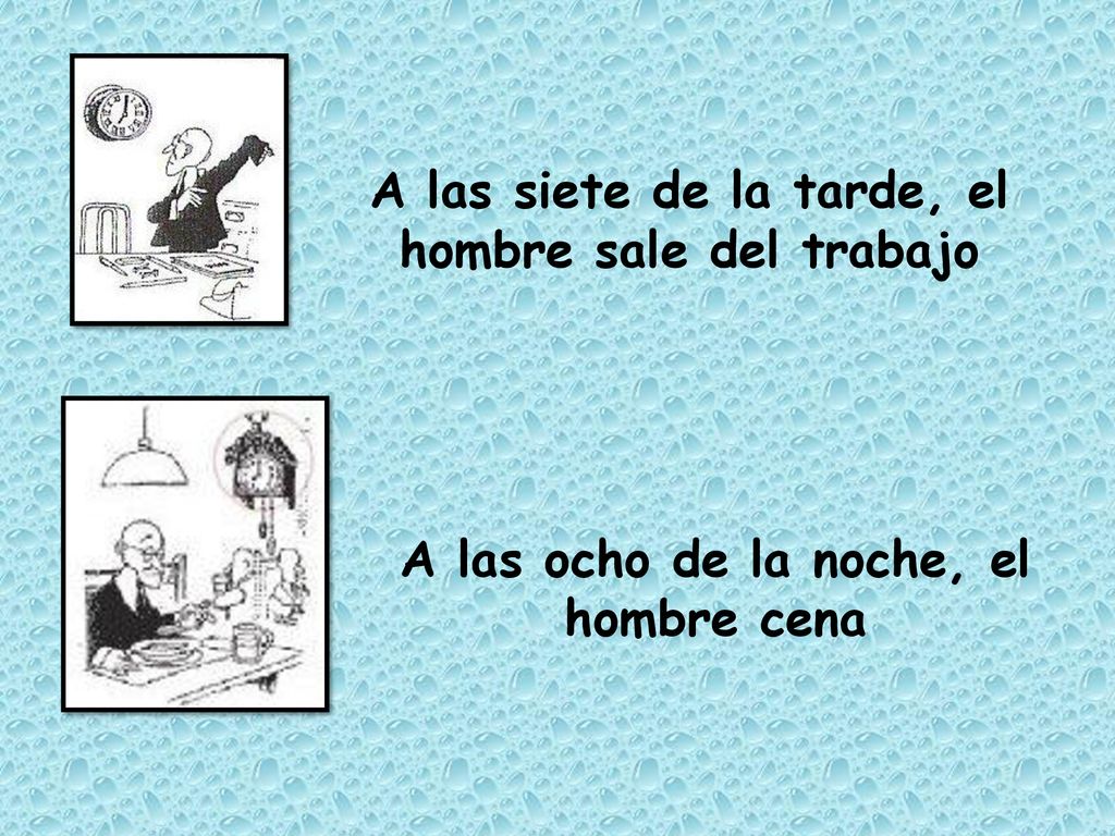 A las siete de la tarde, el hombre sale del trabajo