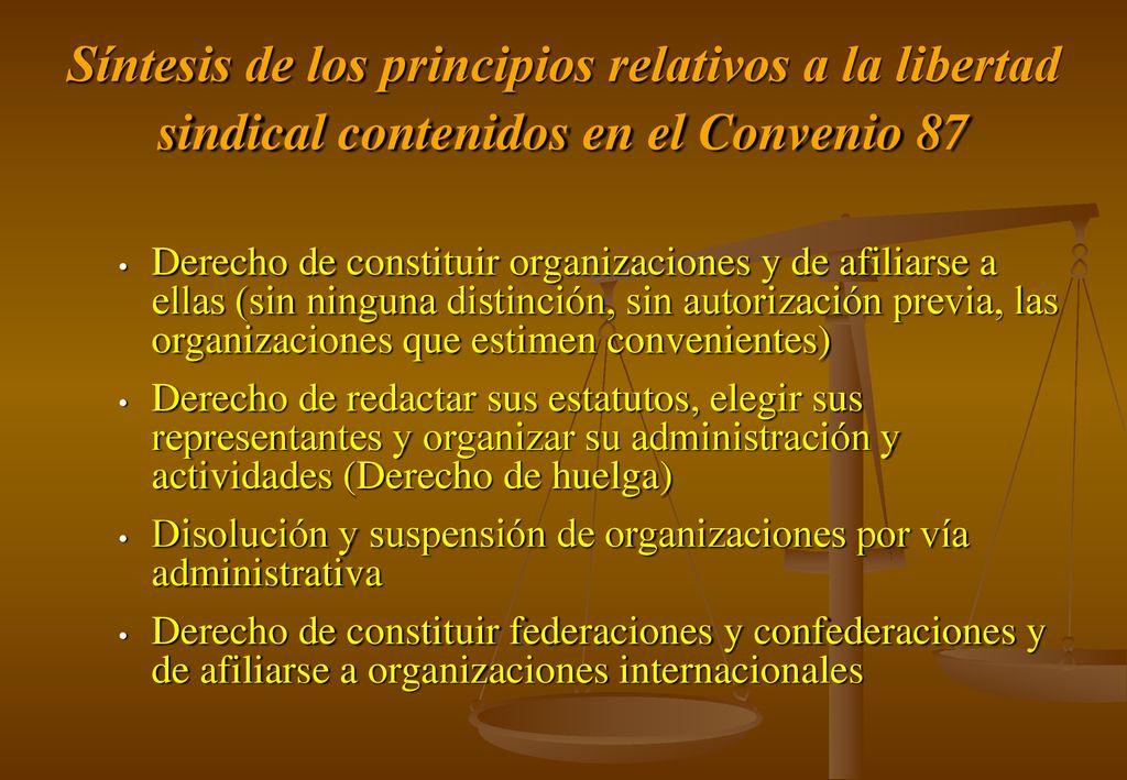 Síntesis de los principios relativos a la libertad sindical contenidos en el Convenio 87
