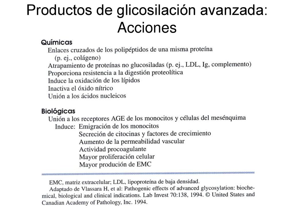 Productos de glicosilación avanzada: Acciones