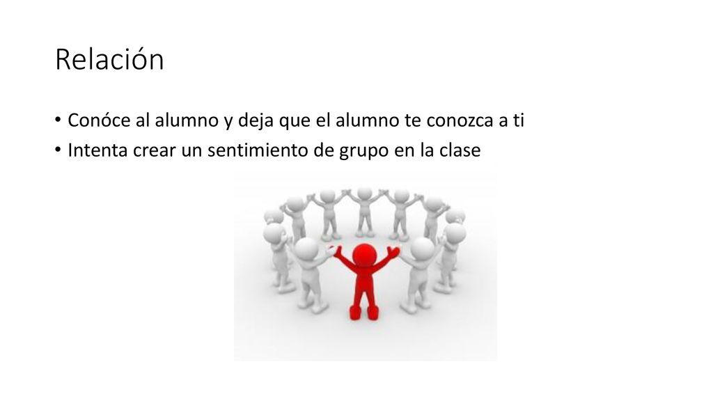 Relación Conóce al alumno y deja que el alumno te conozca a ti