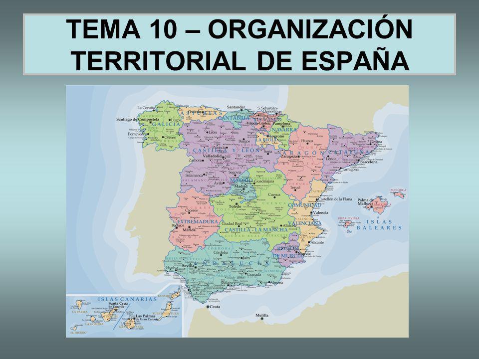 TEMA 10 – ORGANIZACIÓN TERRITORIAL DE ESPAÑA