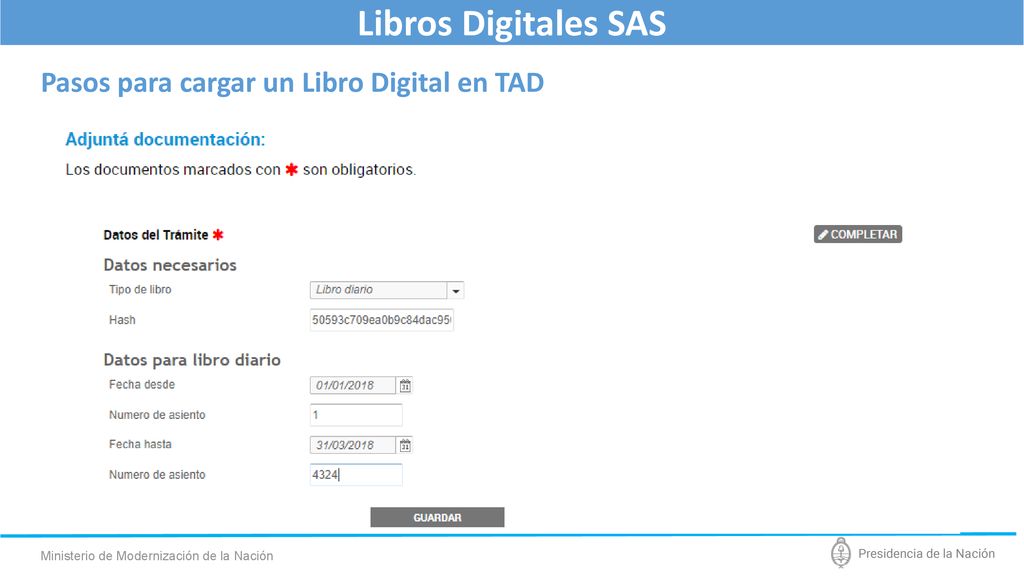 Libros Digitales SAS Pasos para cargar un Libro Digital en TAD