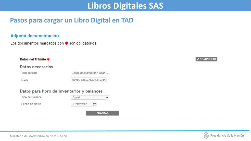 Libros Digitales SAS Pasos para cargar un Libro Digital en TAD