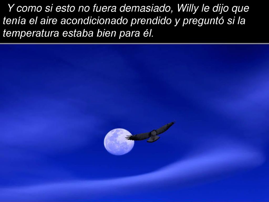 Y como si esto no fuera demasiado, Willy le dijo que tenía el aire acondicionado prendido y preguntó si la temperatura estaba bien para él.