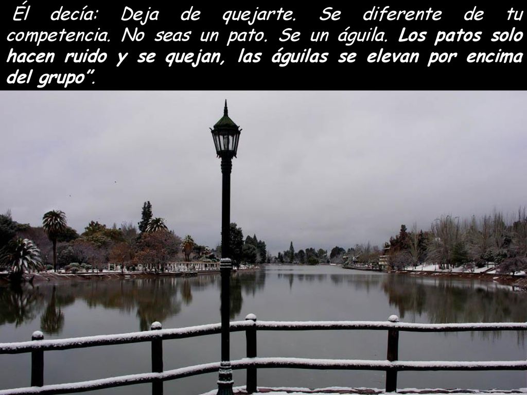 Él decía: Deja de quejarte. Se diferente de tu competencia