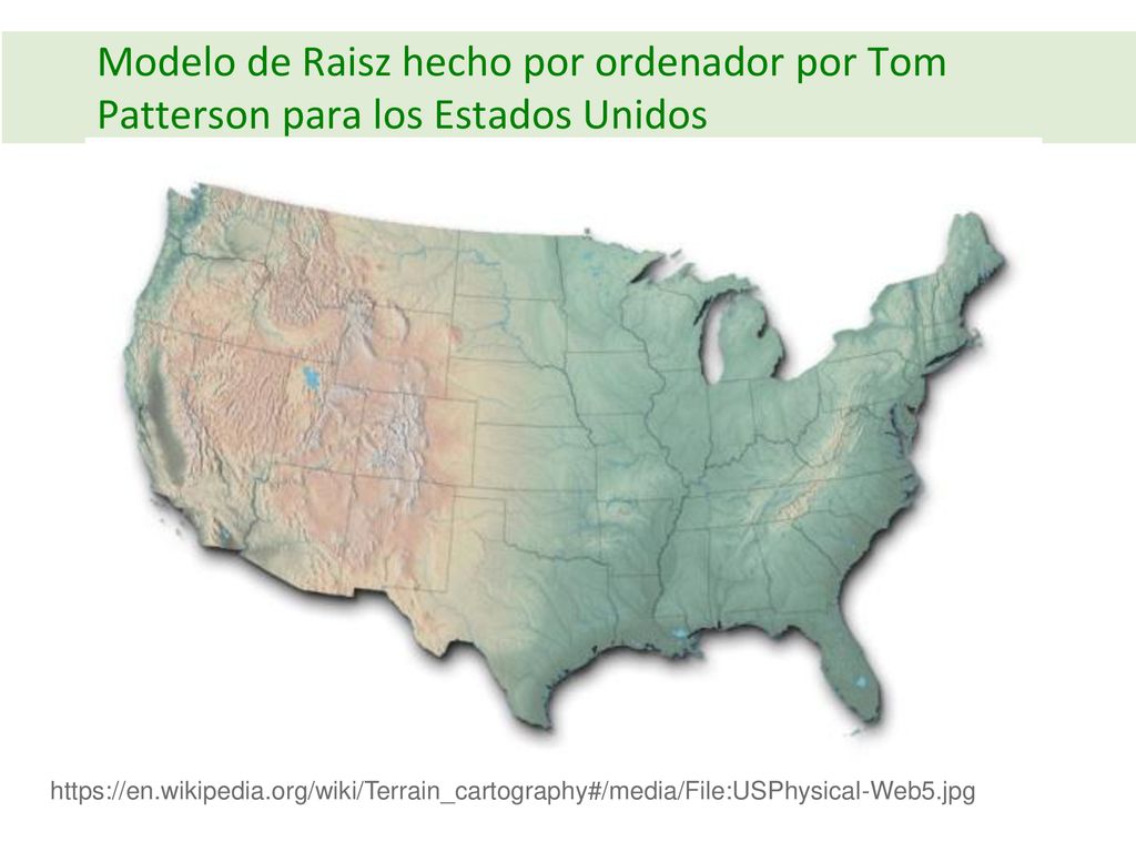 Modelo de Raisz hecho por ordenador por Tom Patterson para los Estados Unidos