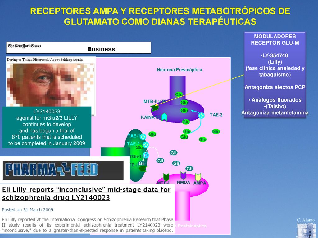 RECEPTORES AMPA Y RECEPTORES METABOTRÓPICOS DE GLUTAMATO COMO DIANAS TERAPÉUTICAS