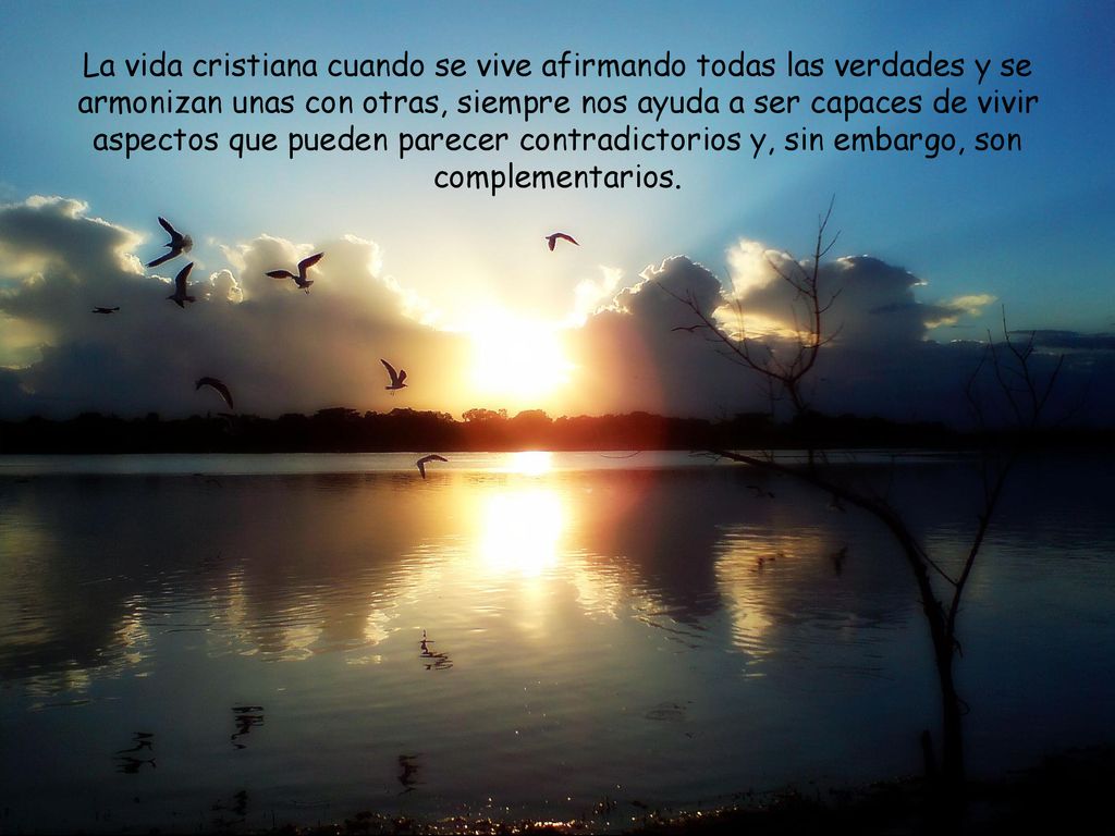 La vida cristiana cuando se vive afirmando todas las verdades y se armonizan unas con otras, siempre nos ayuda a ser capaces de vivir aspectos que pueden parecer contradictorios y, sin embargo, son complementarios.
