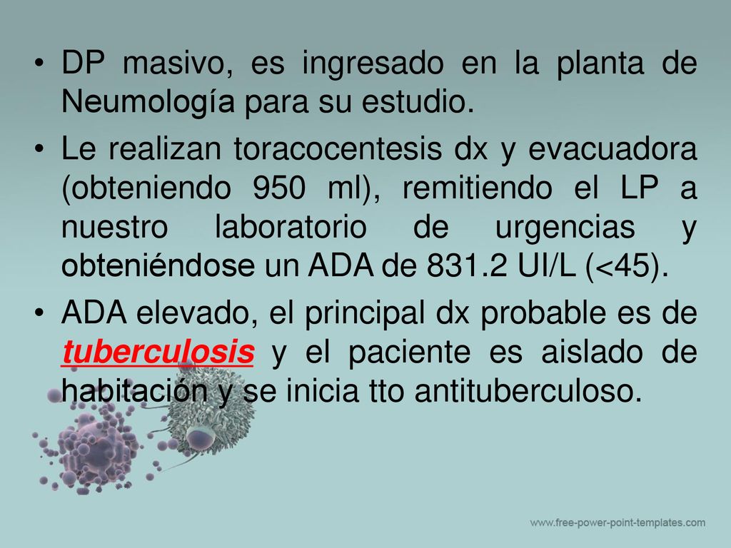 DP masivo, es ingresado en la planta de Neumología para su estudio.