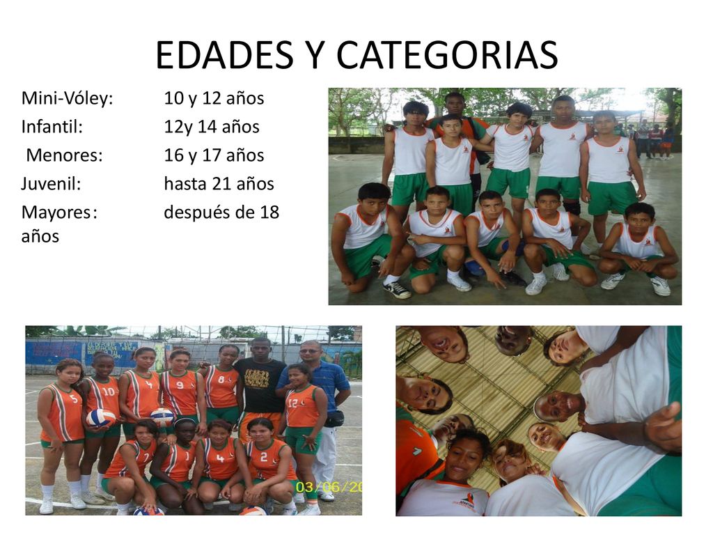 EDADES Y CATEGORIAS Mini-Vóley: 10 y 12 años Infantil: 12y 14 años