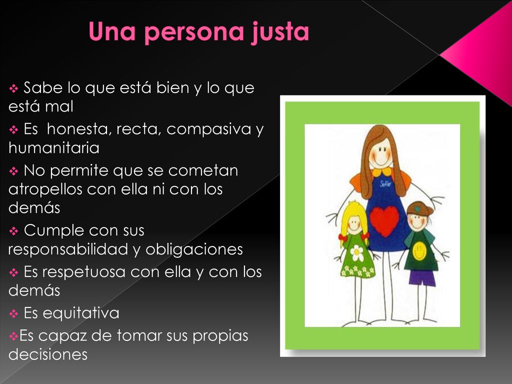 Una persona justa Sabe lo que está bien y lo que está mal