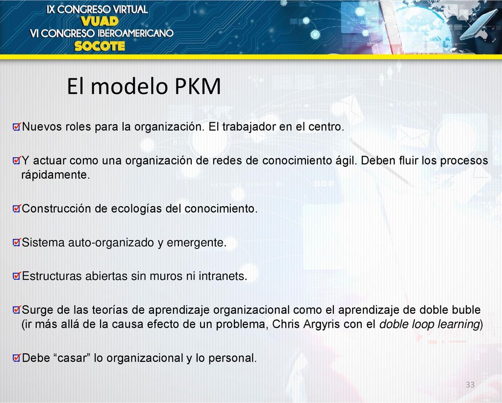 El modelo PKM Nuevos roles para la organización. El trabajador en el centro.