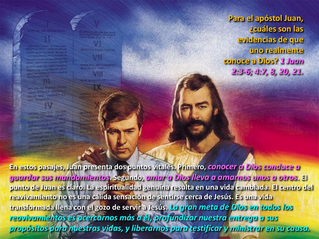 Para el apóstol Juan, ¿cuáles son las evidencias de que uno realmente conoce a Dios 1 Juan 2:3-6; 4:7, 8, 20, 21.