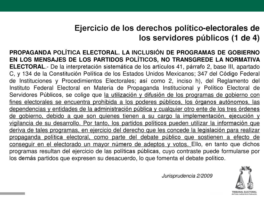 Ejercicio de los derechos político-electorales de los servidores públicos (1 de 4)