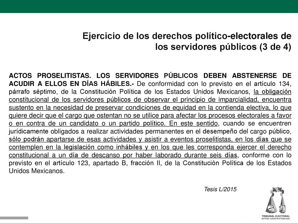 Ejercicio de los derechos político-electorales de los servidores públicos (3 de 4)