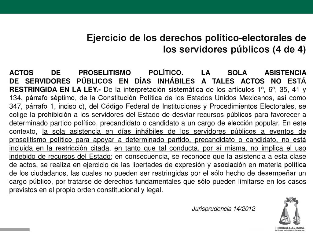 Ejercicio de los derechos político-electorales de los servidores públicos (4 de 4)