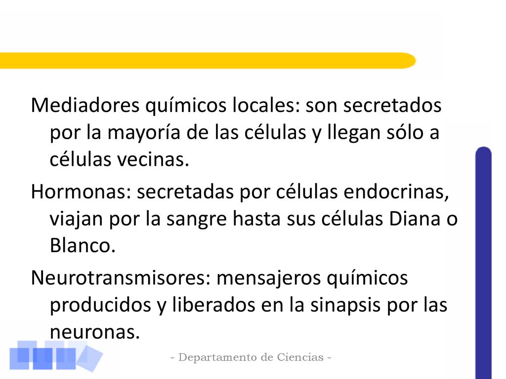 Mediadores químicos locales: son secretados por la mayoría de las células y llegan sólo a células vecinas.