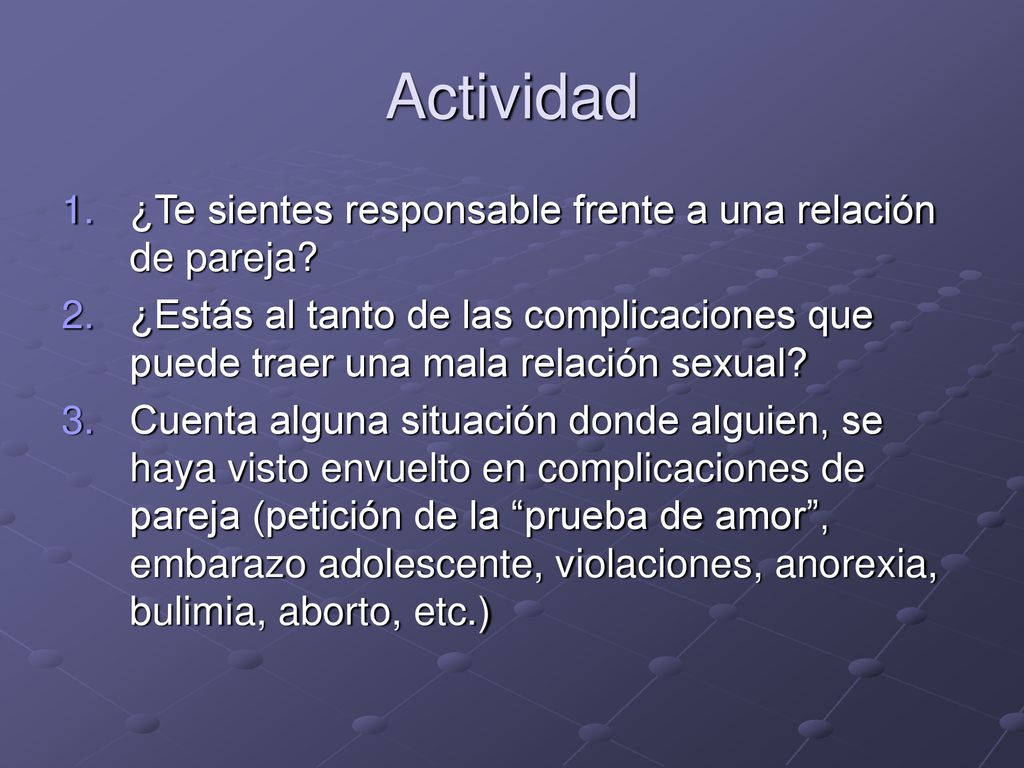 Actividad ¿Te sientes responsable frente a una relación de pareja
