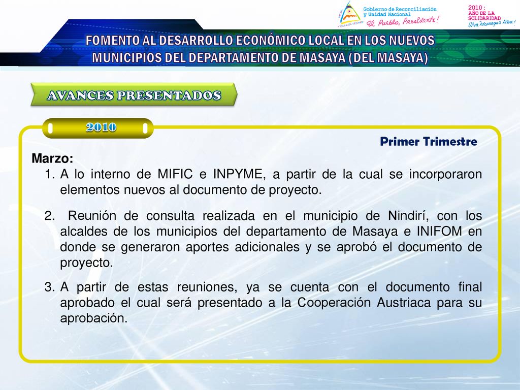 FOMENTO AL DESARROLLO ECONÓMICO LOCAL EN LOS NUEVOS MUNICIPIOS DEL DEPARTAMENTO DE MASAYA (DEL MASAYA)