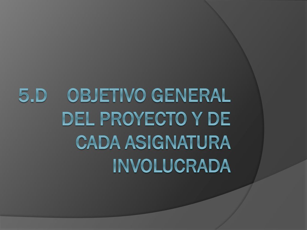 5.d Objetivo general del proyecto y de cada asignatura involucrada
