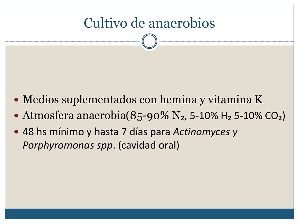 Cultivo de anaerobios Medios suplementados con hemina y vitamina K