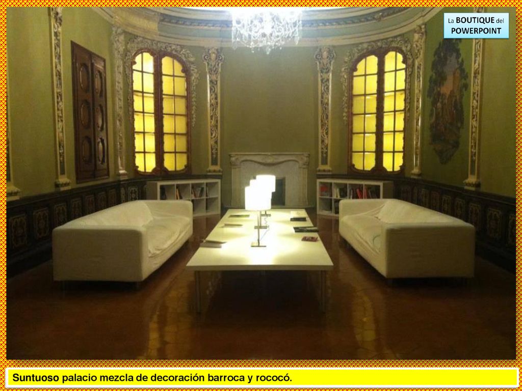 Suntuoso palacio mezcla de decoración barroca y rococó.