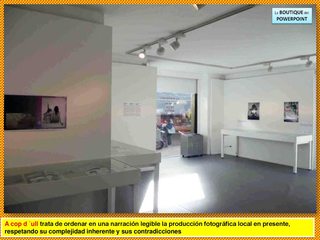 A cop d `ull trata de ordenar en una narración legible la producción fotográfica local en presente, respetando su complejidad inherente y sus contradicciones