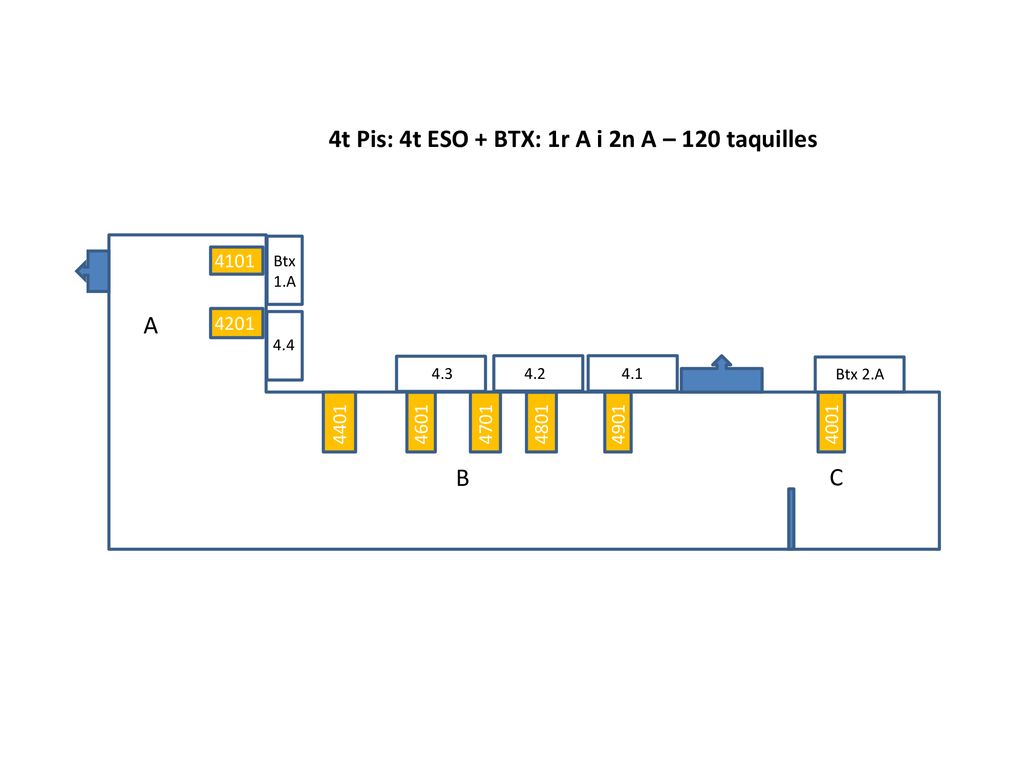 4t Pis: 4t ESO + BTX: 1r A i 2n A – 120 taquilles